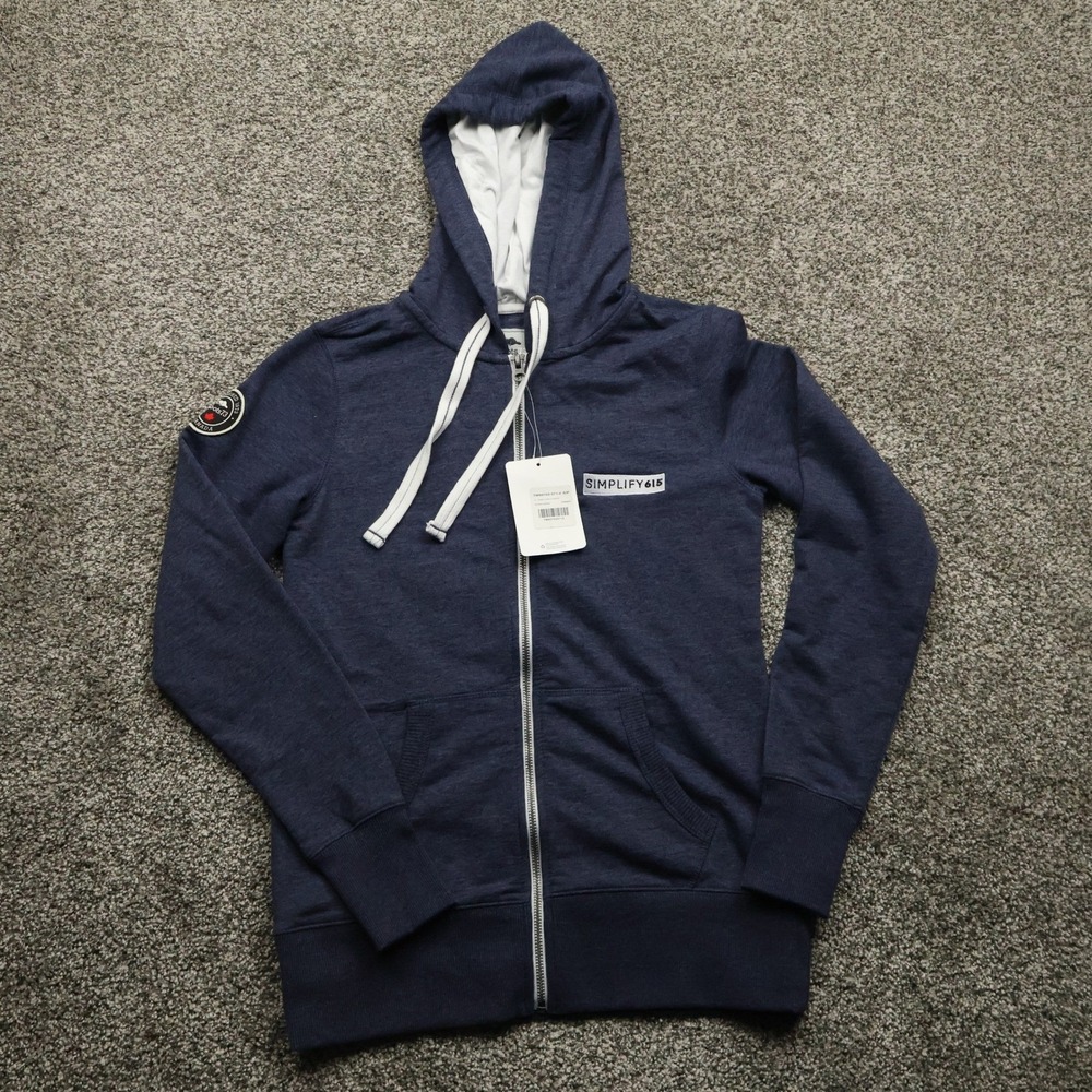 Roots73 Hoodie Women's Small Ink Blue Heather Full Zip Sweatshirt Simplify615
